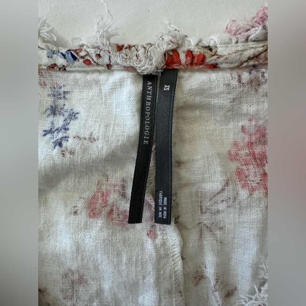Anthropologie Boho White Floral Blouse Size: XS - Picture 5 of 10